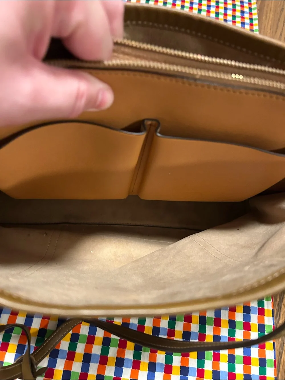 Tory Burch Tan/Beige Canvas Logo Triple-Compartment Perry Tote